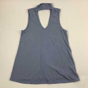 Green Envelope Tank Top Womens Small High Neck Cut Out Back Front